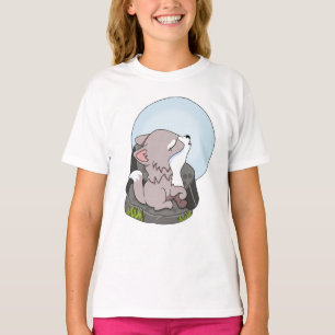 T-shirt Bébé loup hurlant à la lune