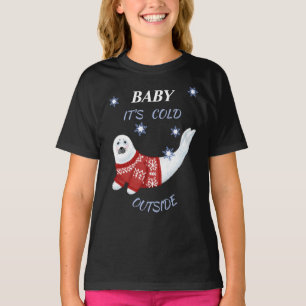 T-shirt Bébé mignon C'est froid hors du phoque d'hiver