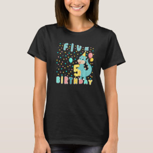 T-shirt Bébé mignon Dinosaur Cinq ans Joyeux Anniversaire 