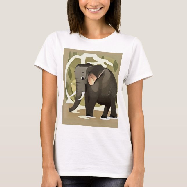T-shirt Bébé mignon Eléphant Art Enfant (Devant)