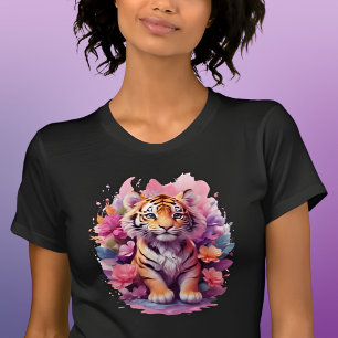 T-shirt Bébé mignon tigre en fleurs