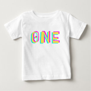 T-Shirt bébé moderne 3D un jaune pour le premier a