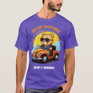 T-shirt bébé ours conduisant une voiture