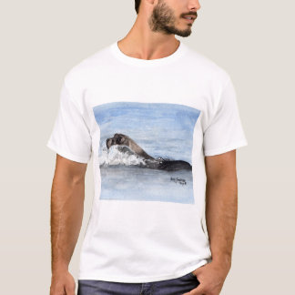 T-shirt Bébé phoque de natation, aquarelle