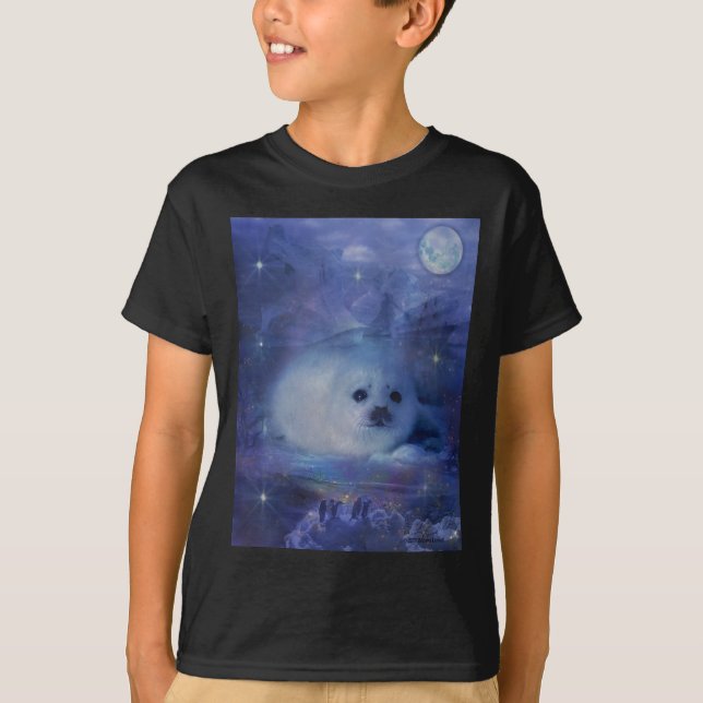 T-shirt Bébé phoque sur la glace - beau paysage marin (Devant)
