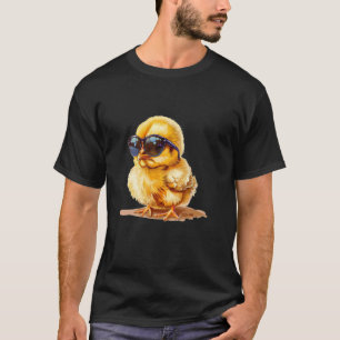 T-shirt Bébé poulet drôle avec des lunettes de soleil pour