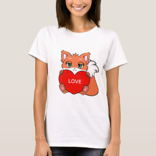 T-shirt Bébé renard mignon avec cœur