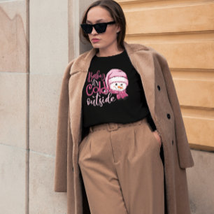 T-shirt Bébé son froid dehors Snowman Noël rose