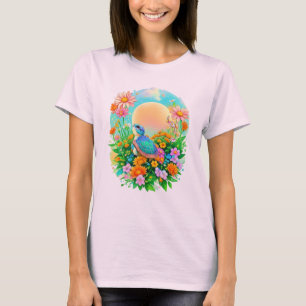 T-shirt Bébé Tortue Lever de Soleil Jardin de Fleurs Sauva
