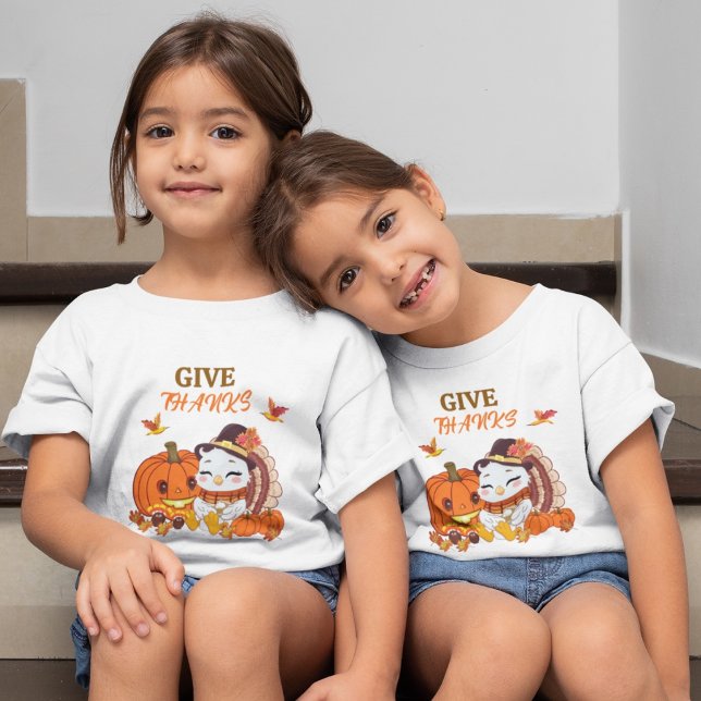 T-shirt Bébé Turquie Et Citrouille Célébrant Thanksgiving (Créateur téléchargé)
