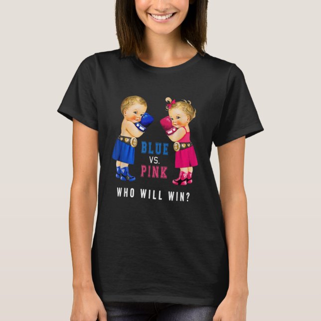 T-shirt Bébés en boxe rose ou bleu, fête de révélation de  (Devant)