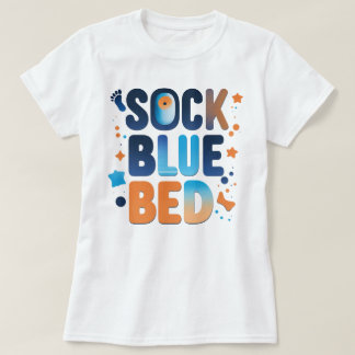 T-shirt BED BLEUE SOCK Gras Colorful, instruction graphiqu