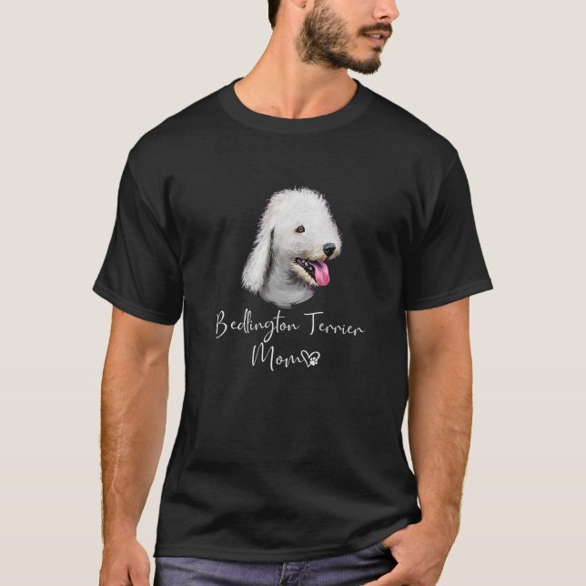 T-shirt Bedlington Terrier Maman mignonne Chien chiot prop (Devant)