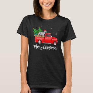 T-shirt Bedlington Terrier Rouge Camion Noël Arbre D