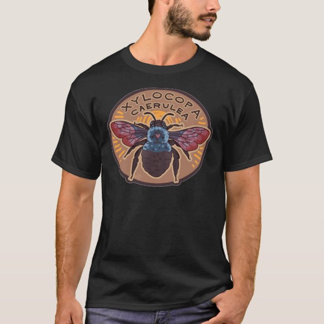 T-shirt Bee de charpentier bleu (Devant)