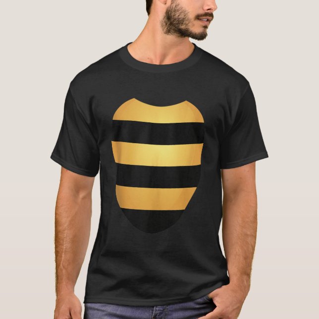 T-shirt Bee Halloween Costume Chemise Jaune Stripes sur Bl (Devant)