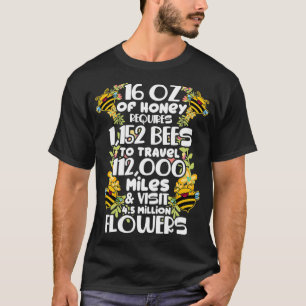 T-shirt Bee Honey Statistiques Beekeeper Honeycomb 