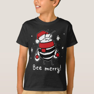 T-shirt Bee Joyeux Noël - abeille porte un chapeau santa N