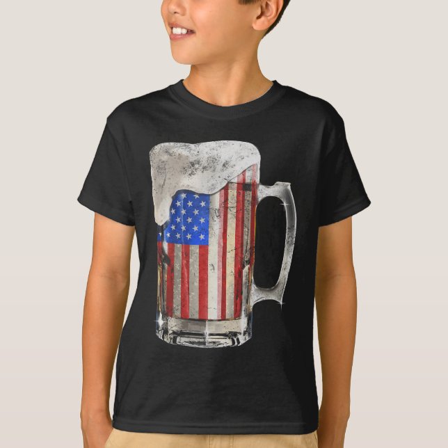 T-shirt Beer American Flag 4 juillet Usa Boisson Party (Devant)