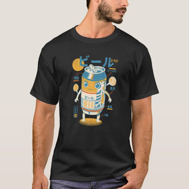 T-shirt Beer Can X Ray Sci fi Japanese Beer Anatomy  Drink (Devant)