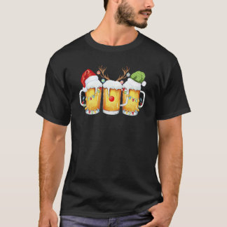 T-shirt Beer Christmas Mug Santa Reinbeer Xmas Tree Lights