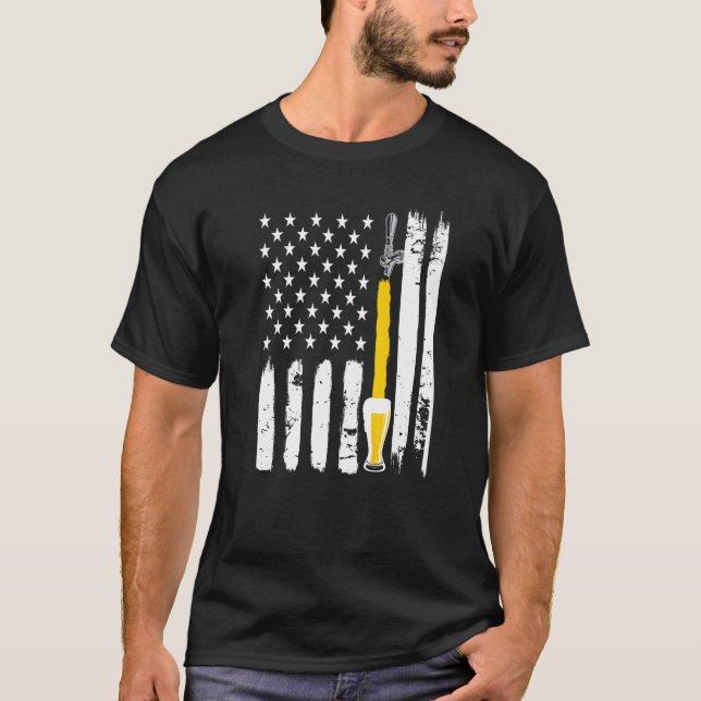 T-shirt Beer Mug In US Drapeau graphique pour les bières (Devant)