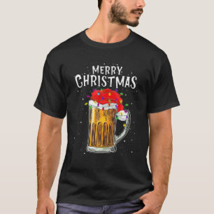 T-shirt Beer Père Noël Tree Lights Pajamas De Noël Pour Ho