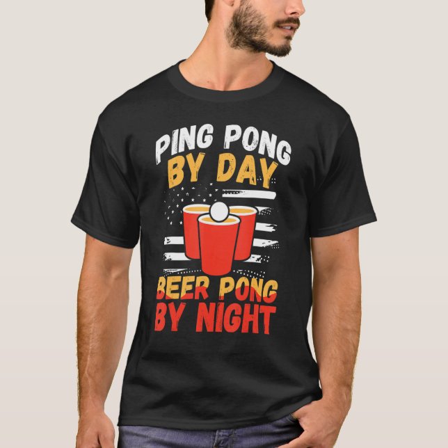 T-shirt Beer Pong By Night Table Tennis (Devant)