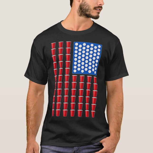 T-shirt Beer Pong Red Solo Cup drapeau américain États-Uni (Devant)