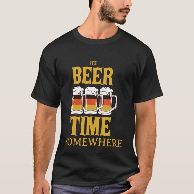 T-shirt Beer Time Mugs Hilarious Oktober Fest (Devant)