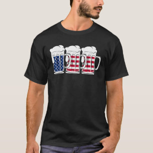 T-shirt Beer USA Drapeau Merica Boire Américain Hommes Fem