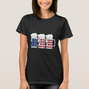 T-shirt Beer Usa Drapeau Merica Boire Américain Hommes Fem