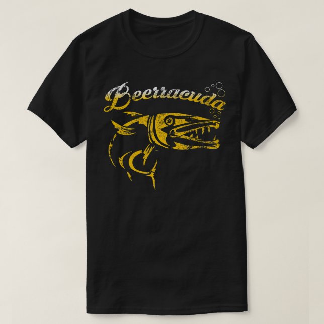 T-shirt Beerracuda. Amusant Barracuda Pun Boire Bière (Design devant)