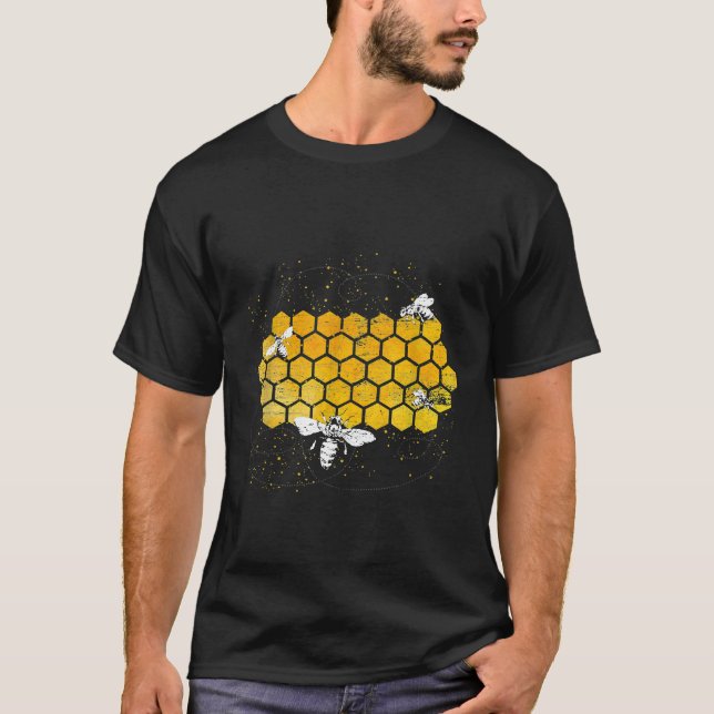 T-shirt Bees Honeycomb Honey Beekeeper (Devant)