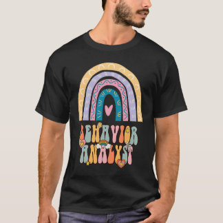 T-shirt Behavior Analyst BCBA Groovy Retro Vintage Rainbow