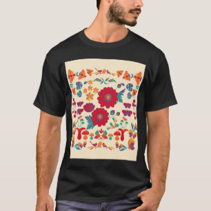 T-shirt Beige Red Scandi Flower Ethnic Cute Autumn Fall Mi