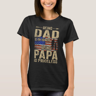 T-shirt Being A Dad Papa  Retro  Fathers Day USA Flag 1