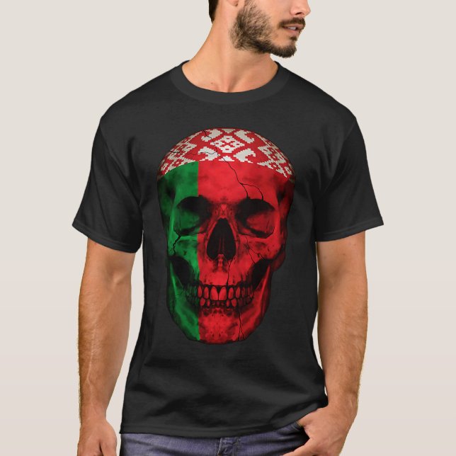 T-shirt Belarus Flag Skull Belarusian Roots Proud Patrioti (Devant)
