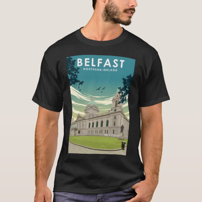 T-shirt Belfast, Irlande du Nord Rétro Pos de Voyage minim (Devant)