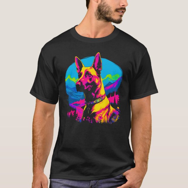 T-shirt Belgian Malinois Dog Pop Art (Devant)