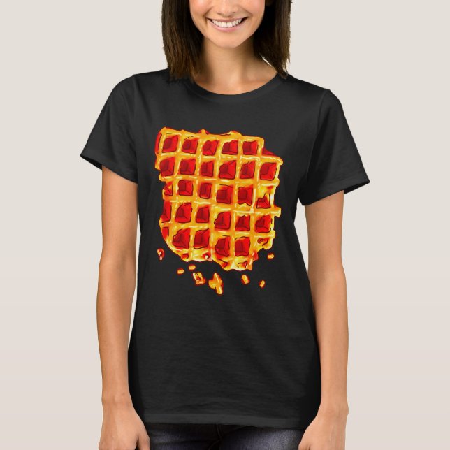 T-shirt Belgian Waffle Syrup Breakfast Food Snack Waffle L (Devant)