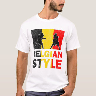 T-shirt Belgique Drapeau Belge Boxe Club Vintage