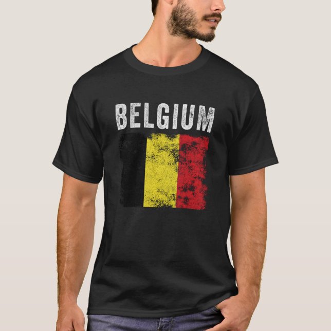 T-shirt Belgique Drapeau Distorsion Hommes Femmes Enfants  (Devant)