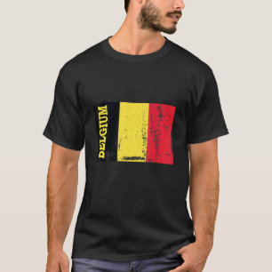 T-shirt Belgique Drapeau Souvenir déstressé pour Hommes Fe