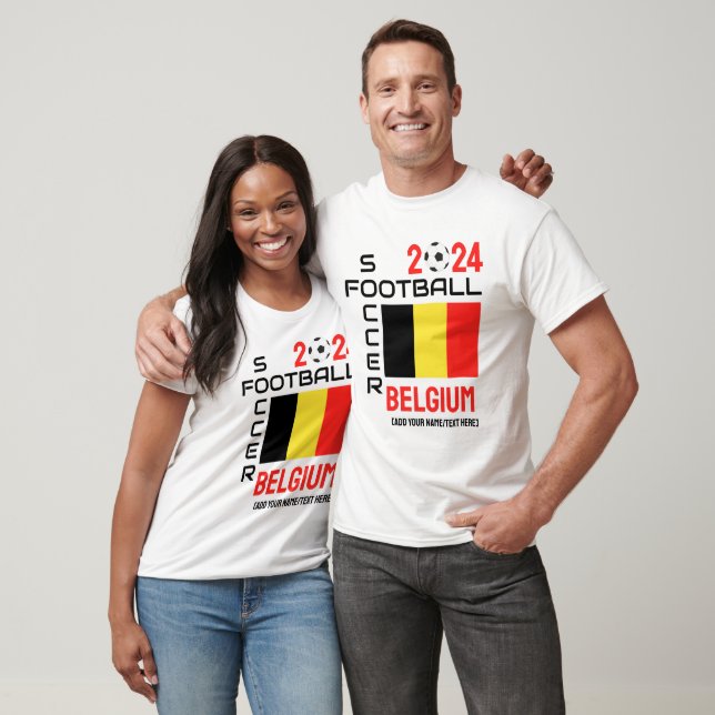 T-shirt BELGIQUE Football Nom personnalisé 2024 TOUTE ANNÉ (Unisexe)