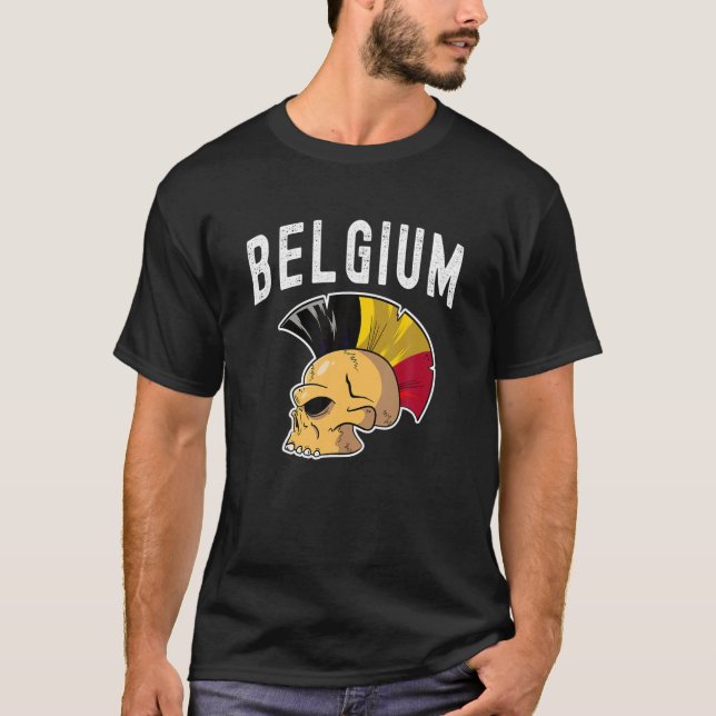 T-shirt Belgique Ultras Mohawk Skull. Appui aux équipes na (Devant)