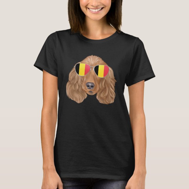 T-shirt Belgium Flag Cocker Spaniel Dog Belgium Pocket (Devant)