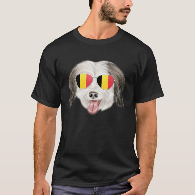 T-shirt Belgium Flag Coton de Tulear Dog Belgium Pocket (Devant)