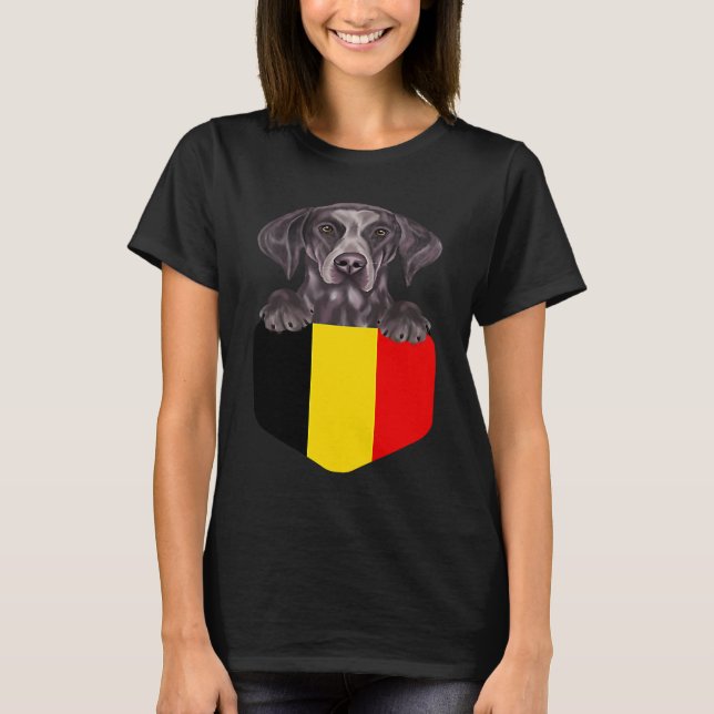 T-shirt Belgium Flag German Shorthaired Pointer Dog In Poc (Devant)