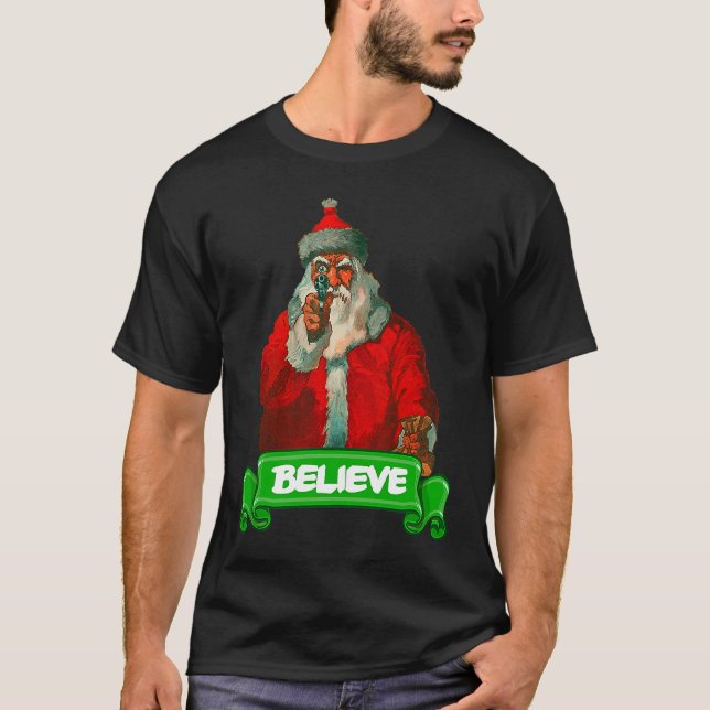T-shirt Believe In Santa Christmas (Devant)